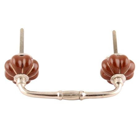 Dark Brown With Silver Line Medium Ceramic Melon Bridge Handles